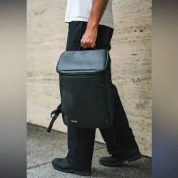 Venque Amsterdam Water Resistant 15” Laptop Backpack fabric Real Leather Top 19L - Picture 2 of 16